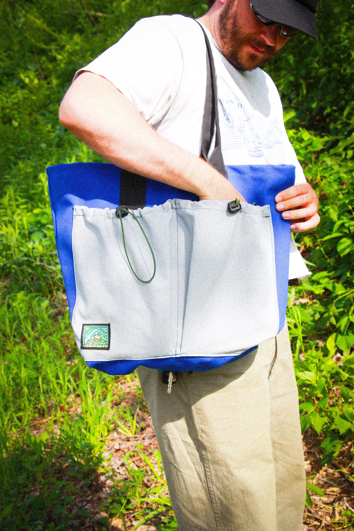 Canvas tote bag - blue/grey