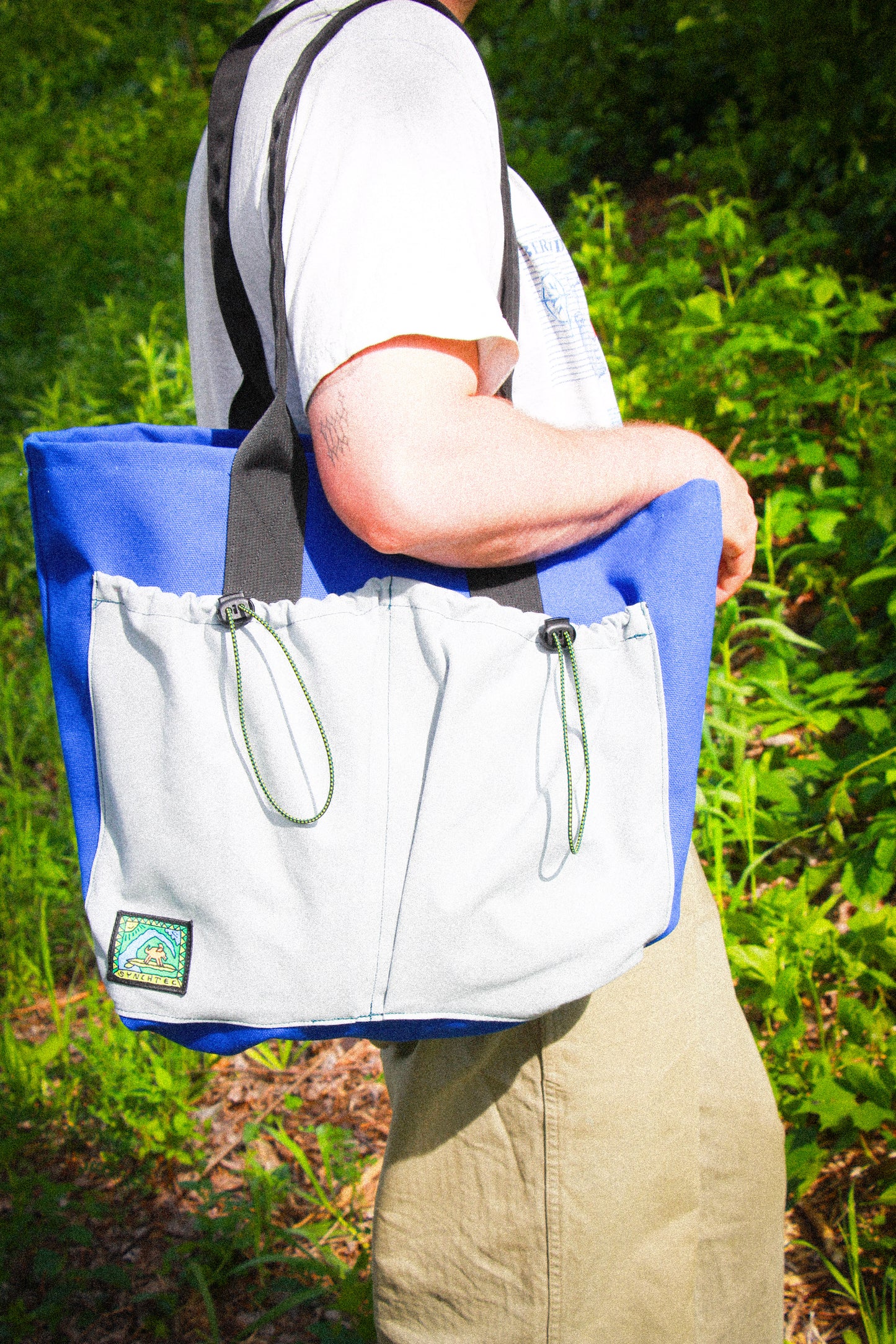 Canvas tote bag - blue/grey